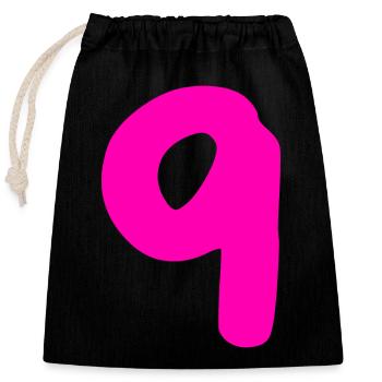 9 years birthday pink - Closable cotton gift bag (25x30cm) - black - Front