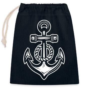 Anchor Boat Ship Nautical - Closable cotton gift bag (25x30cm) - navy - Front