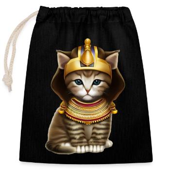 Chat pharaon égyptien - Sac cadeau en coton avec cordon (25 x 30 cm) - noir - Devant