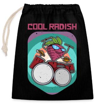 Nutrition Vegan Radis Salade Santé Vegan - Sac cadeau en coton avec cordon (25 x 30 cm) - noir - Devant