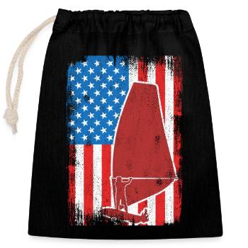 USA Patriotic Windsurfer - Closable cotton gift bag (25x30cm) - black - Front