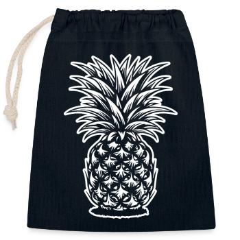 Ananas - Verschließbarer Geschenkbeutel aus Baumwolle (25x30cm) - Navy - Vorne