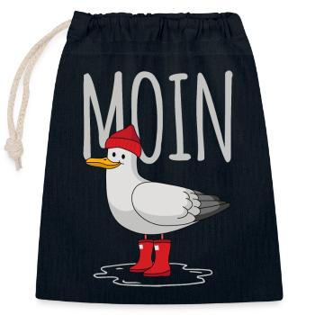 Moin Möwe - Verschließbarer Geschenkbeutel aus Baumwolle (25x30cm) - Navy - Vorne
