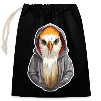 Cockatiel cool en vêtements décontractés - Sac cadeau en coton avec cordon (25 x 30 cm) - noir - Devant