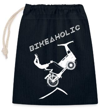 Bikeaholic lasten Rad weiß - Verschließbarer Geschenkbeutel aus Baumwolle (25x30cm) - Navy - Vorne
