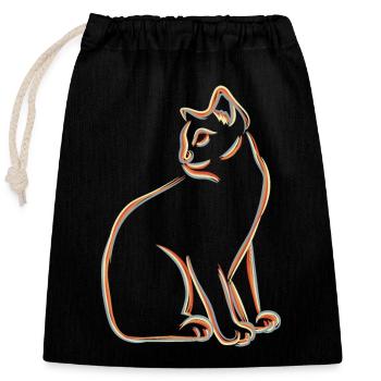 Croquis de chat - Sac cadeau en coton avec cordon (25 x 30 cm) - noir - Devant