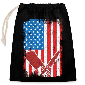 US Flagge Schlachter - Verschließbarer Geschenkbeutel aus Baumwolle (25x30cm) - Schwarz - Vorne