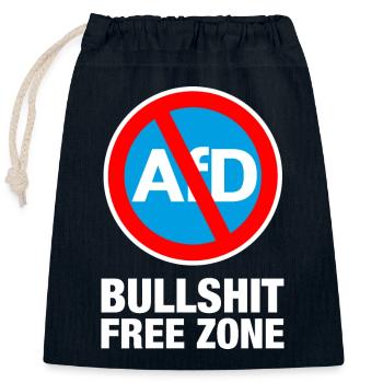AFD BULLSHIT FREE ZONE - Verschließbarer Geschenkbeutel aus Baumwolle (25x30cm) - Navy - Vorne