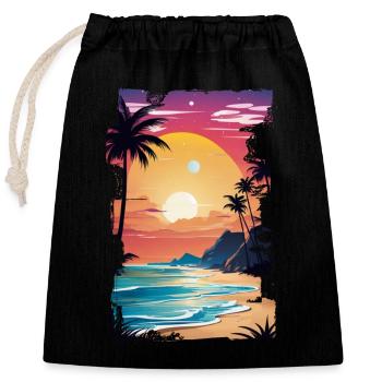 Beach Holidays Sun Sea - Closable cotton gift bag (25x30cm) - black - Front