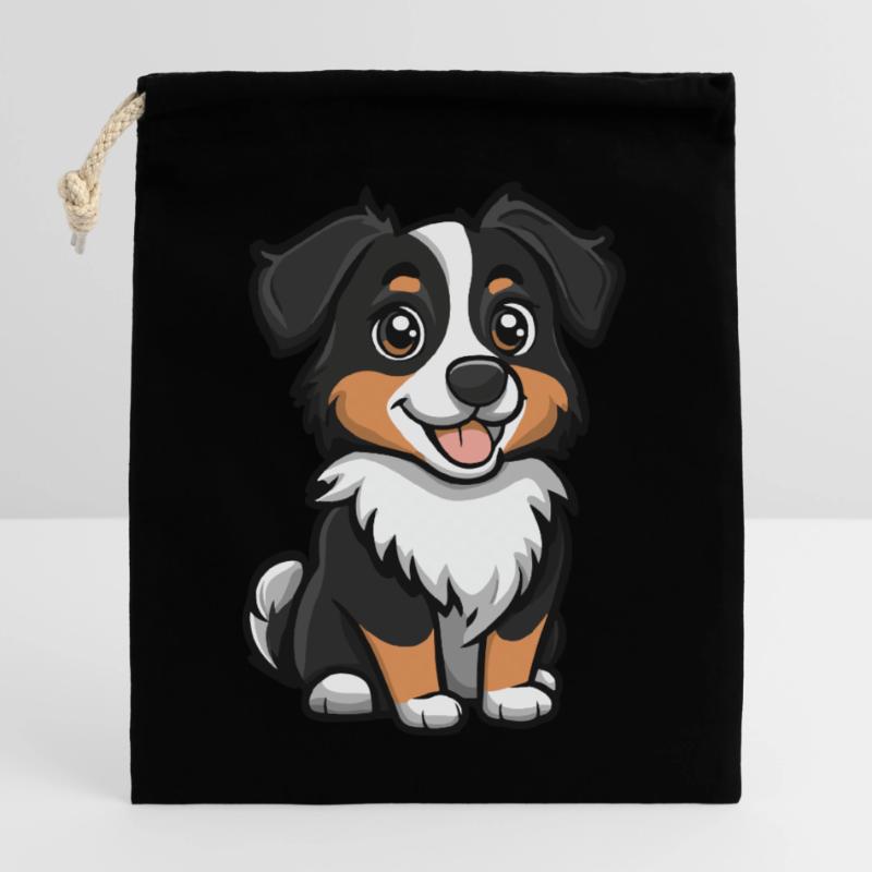 Australian Shepherd Dog Comic Cute Closable cotton gift bag (25x30cm)