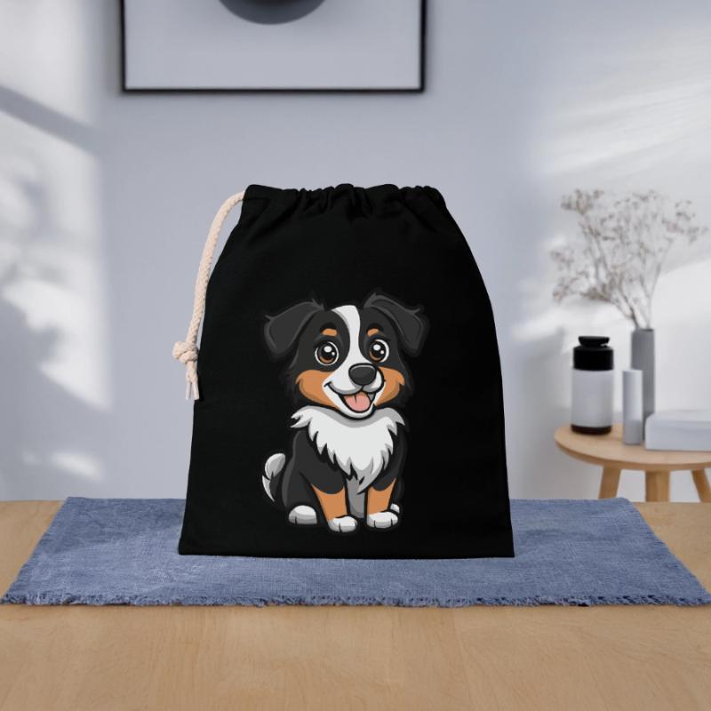 Australian Shepherd Hund Comic Niedlich Verschließbarer Geschenkbeutel aus Baumwolle (25x30cm)