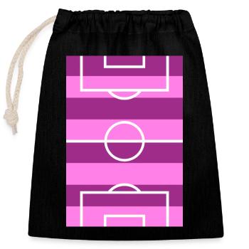 Fußballplatz rosa - Verschließbarer Geschenkbeutel aus Baumwolle (25x30cm) - Schwarz - Vorne