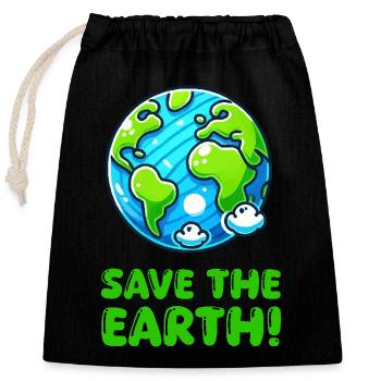 erde planet save the earth - Verschließbarer Geschenkbeutel aus Baumwolle (25x30cm) - Schwarz - Vorne