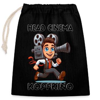 Head Cinema - deutsche Redewendung - Verschließbarer Geschenkbeutel aus Baumwolle (25x30cm) - Schwarz - Vorne