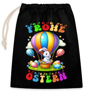 Joyeuses Pâques - Sac cadeau en coton avec cordon (25 x 30 cm) - noir - Devant