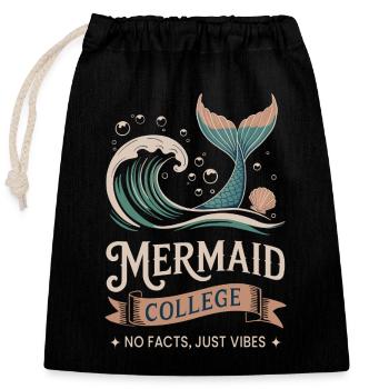 Mermaid College - No facts just vibes - Verschließbarer Geschenkbeutel aus Baumwolle (25x30cm) - Schwarz - Vorne