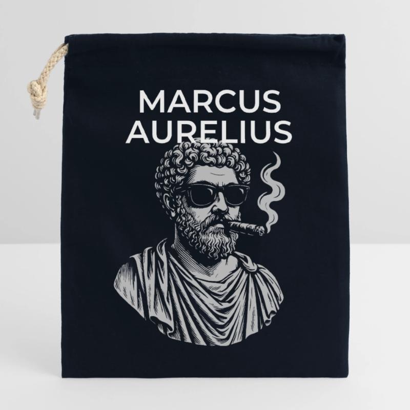 Marcus Aurelius Classical Philosopher Portrait  Closable cotton gift bag (25x30cm)