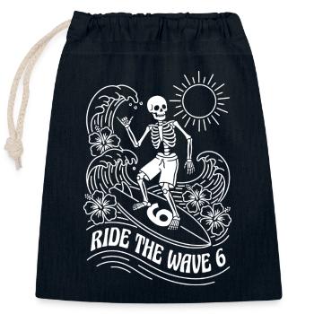 Ride The Wave 6 Skelett Surfer - Verschließbarer Geschenkbeutel aus Baumwolle (25x30cm) - Navy - Vorne