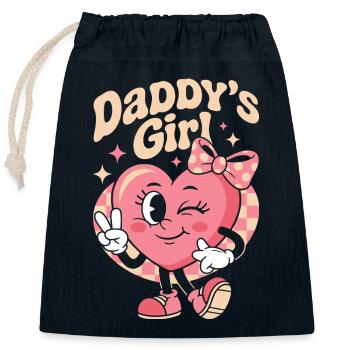 Daddy’s Girl Famille Rose Rétro Cœur Mignonne - Sac cadeau en coton avec cordon (25 x 30 cm) - bleu marine - Devant