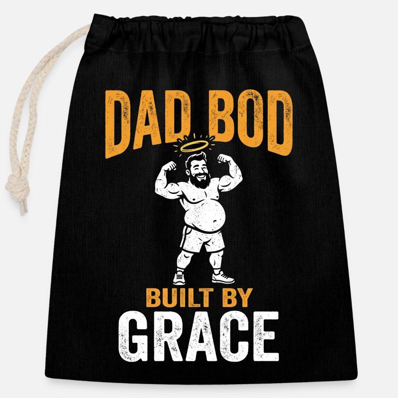 Dad Bod Built By Grace Jesus Christlicher Papa - Closable cotton gift bag (25x30cm) - black