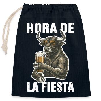 Spruch Stier Party - Verschließbarer Geschenkbeutel aus Baumwolle (25x30cm) - Navy - Vorne