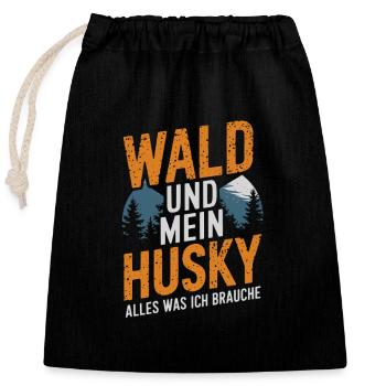 Wald und mein Husky - Verschließbarer Geschenkbeutel aus Baumwolle (25x30cm) - Schwarz - Vorne