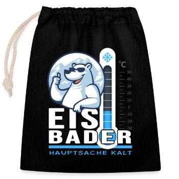 Eisbader Eisbär Winterschwimmen Minusgrad Frost - Verschließbarer Geschenkbeutel aus Baumwolle (25x30cm) - Schwarz - Vorne