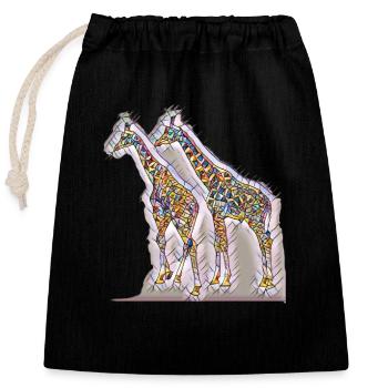 Impression d’art girafes colorées libres - Sac cadeau en coton avec cordon (25 x 30 cm) - noir - Devant