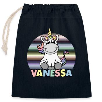 Vanessa Unicorn Name - Closable cotton gift bag (25x30cm) - navy - Front