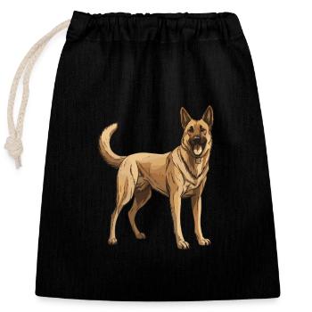 German Shepherd Dog - Closable cotton gift bag (25x30cm) - black - Front