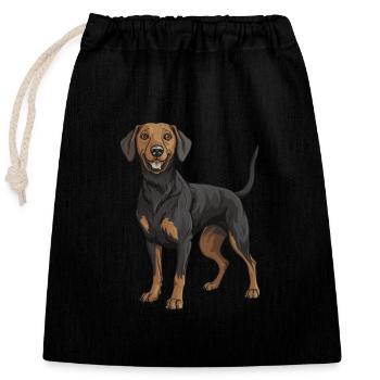 Dachshund Dackel - Verschließbarer Geschenkbeutel aus Baumwolle (25x30cm) - Schwarz - Vorne