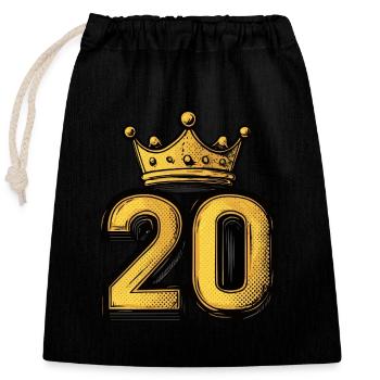 Couronne à 20 chiffres - Sac cadeau en coton avec cordon (25 x 30 cm) - noir - Devant