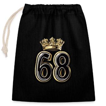 68 Number Krone - Closable cotton gift bag (25x30cm) - black - Front