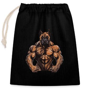 Musculation canine - Sac cadeau en coton avec cordon (25 x 30 cm) - noir - Devant