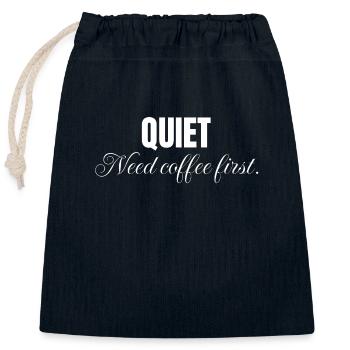Quiet need coffee - Closable cotton gift bag (25x30cm) - navy - Front