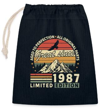 37 Jahre großartig seit 1987 limitierte Auflage - Verschließbarer Geschenkbeutel aus Baumwolle (25x30cm) - Navy - Vorne