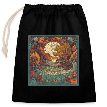 Forces of nature - colorful woodcut - Closable cotton gift bag (25x30cm) - black - Front