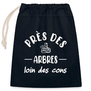 Près des arbres loin des cons t-shirt bûcheron - Sac cadeau en coton avec cordon (25 x 30 cm) - bleu marine - Devant