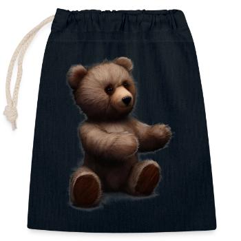 Teddybär - Verschließbarer Geschenkbeutel aus Baumwolle (25x30cm) - Navy - Vorne