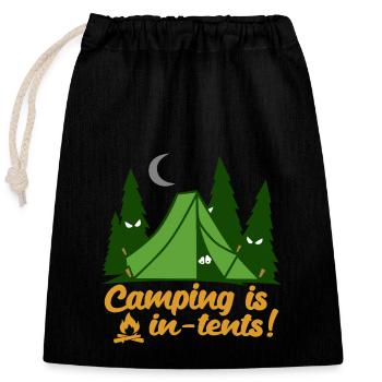 Le camping est dans des tentes drôle - Sac cadeau en coton avec cordon (25 x 30 cm) - noir - Devant