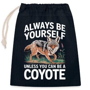 Coyote Animal Funny - Closable cotton gift bag (25x30cm) - navy - Front