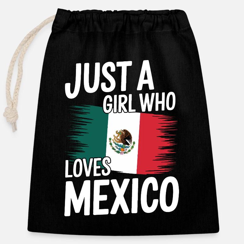 Mexique Mexique Mexicain Espagnol - Sac cadeau en coton avec cordon (25 x 30 cm) - noir