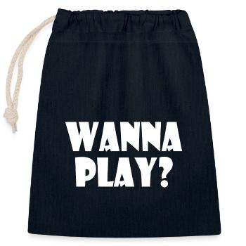 Wanna play - Verschließbarer Geschenkbeutel aus Baumwolle (25x30cm) - Navy - Vorne
