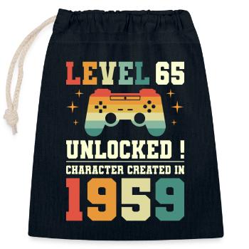 Level 65 Birthday Gamer 65 Years - Closable cotton gift bag (25x30cm) - navy - Front