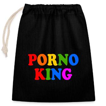 Porno king - Verschließbarer Geschenkbeutel aus Baumwolle (25x30cm) - Schwarz - Vorne