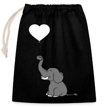 luftballon herz form liebe elefant gluecklich nied - Verschließbarer Geschenkbeutel aus Baumwolle (25x30cm) - Schwarz - Vorne