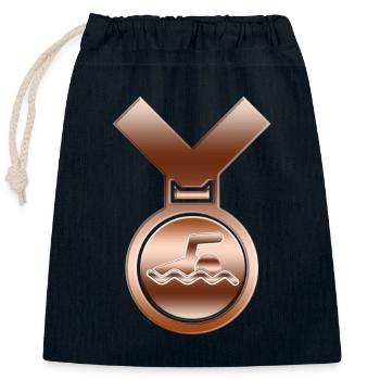 Médaille de bronze pour la natation - Sac cadeau en coton avec cordon (25 x 30 cm) - bleu marine - Devant