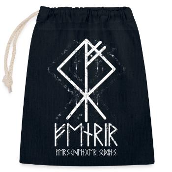 FENRIR VERSCHLINGER ODINS Runen Wikinger Wolf Rune - Verschließbarer Geschenkbeutel aus Baumwolle (25x30cm) - Navy - Vorne