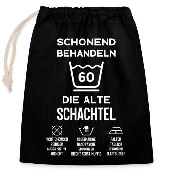 60. GEBURTSTAG DAMEN JAHRGANG 1963 60 JAHRE - Verschließbarer Geschenkbeutel aus Baumwolle (25x30cm) - Schwarz - Vorne