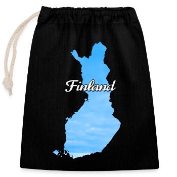 La carte de la Finlande Finlande, couleur bleue - Sac cadeau en coton avec cordon (25 x 30 cm) - noir - Devant